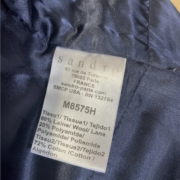 Sandro Womens navy coat - Picture 5 of 5